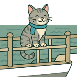 Oscar On the Ferry Railing — Life & Luggage with CLL mascot